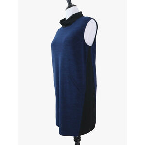 Tahari Size 14 Mock-Neck Shift Dress Stretch Jersey Blue Melange